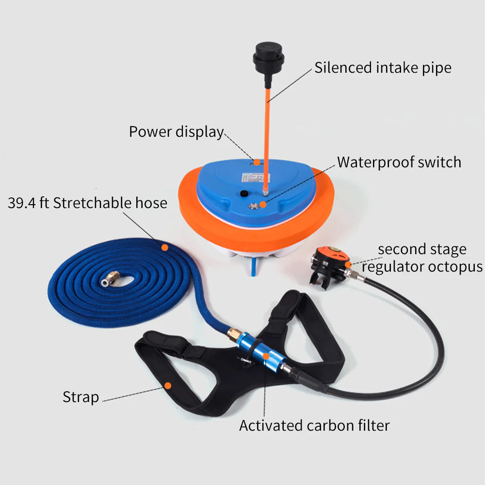 AQUAROBO-510 Scuba Diving Ventilator,Diving Ventilator, Portable Rechargeable Scuba Diving Tank, 3.5~5 Hours (Used Products, Not Returnable Once Sold)