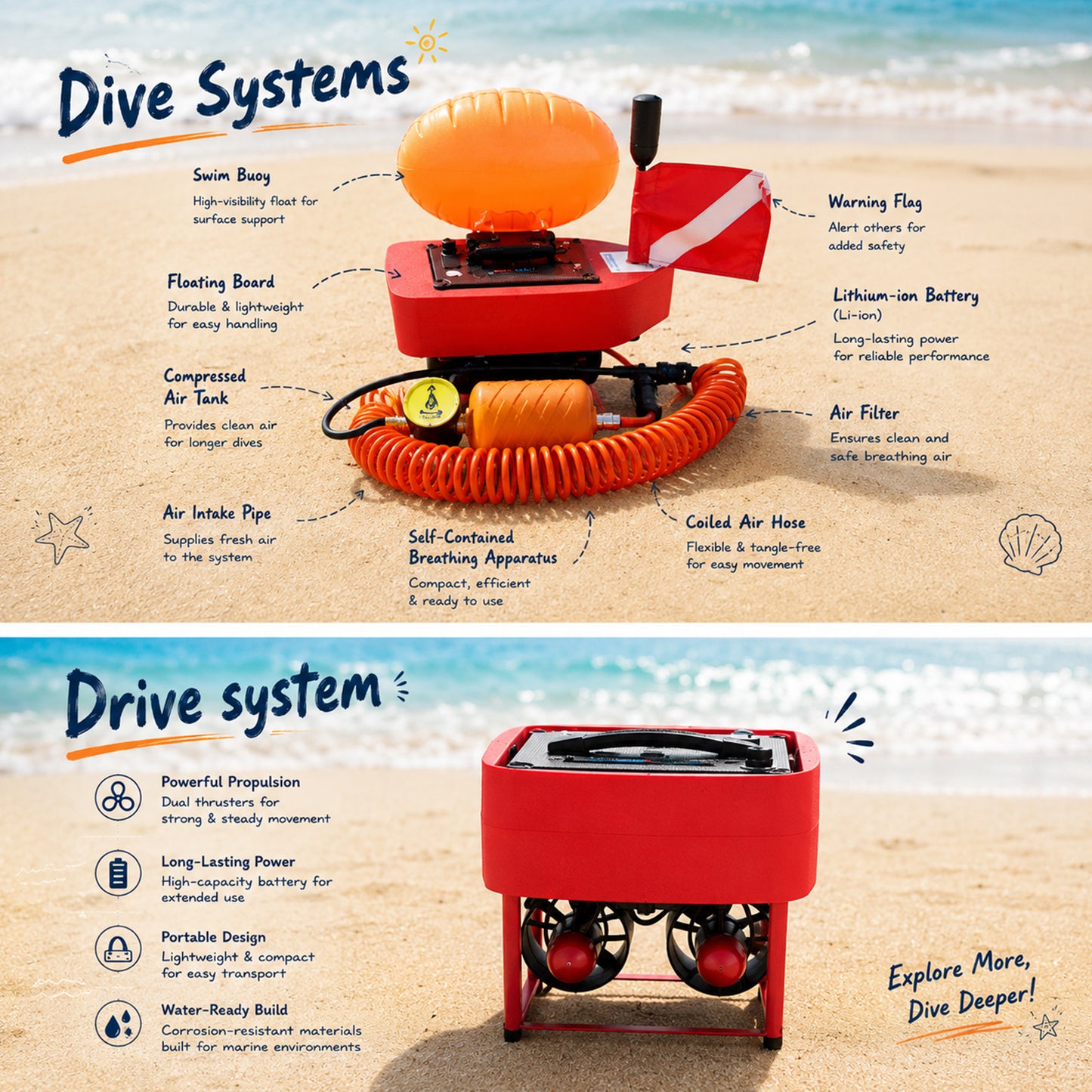 AQUAROBO DPS Diver Propulsion System, Diving Support Platform