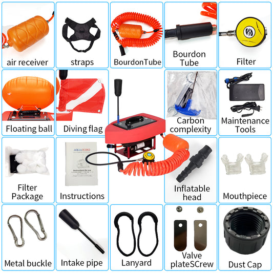 AQUAROBO 819（S6/S7Plus/S9Pro/S77Ultra: 3h/4.5h/10h/5H/8H/3.5H/6H） Dive Systems Diving Ventilator Diving Scuba Tanks,Diving Tanks Portable Rechargeable Scuba Tanks Diving System,Waterproof Air Compressor